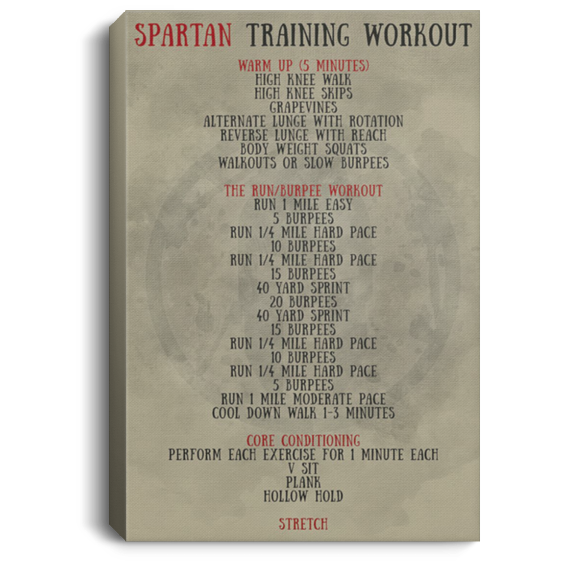 AAA200704 Spartan Training Workout Canvas Poster Wall Art For Bedroom Living Room Office Personalized Gift For Men Women 8x12 12x18 16x24