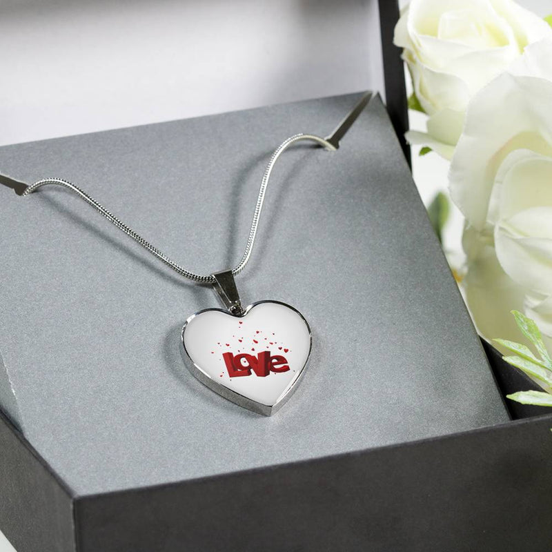 Romantic Anniversary Gifts - Love In Red Heart Pendant Necklace - Fashion Jewelry for Women Ladies Girls - Romantic Present for Lover