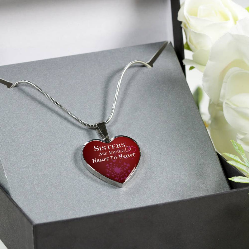 Heart To Heart Sister Pendant Necklace - Happy Birthday Gag Gifts for Sister Mom Girlfriend - Fun Presents for Women
