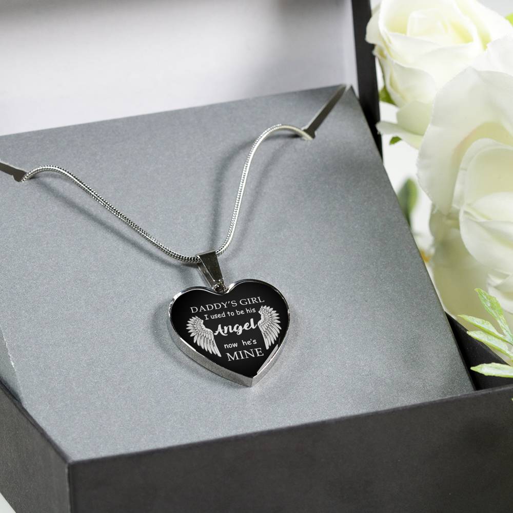 Happy Birthday Gifts For Dad - Daddy's Girl Angel Quote Heart Pendant Necklace Silver Gold