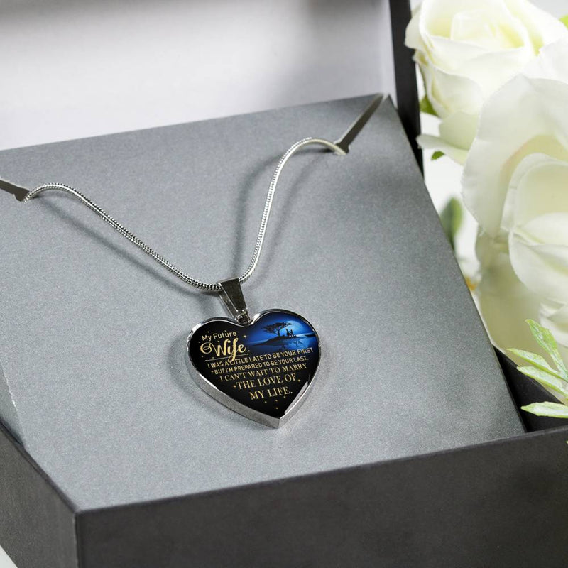 My Future Wife Heart Pendant Necklace Chain - Husband To My Wife Quotes Jewelry, The Love Of The Life Anniversary Gifts For Her On Birthday Christmas Valentine's Day