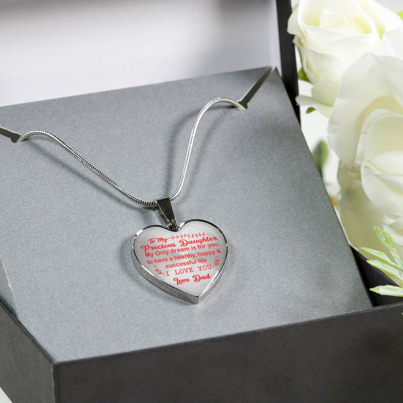 To My Precious Daughter Heart Pendant From Dad Godfather - Happy Christmas Gifts For Little Girl - Birthday Gag Present For Child Kid