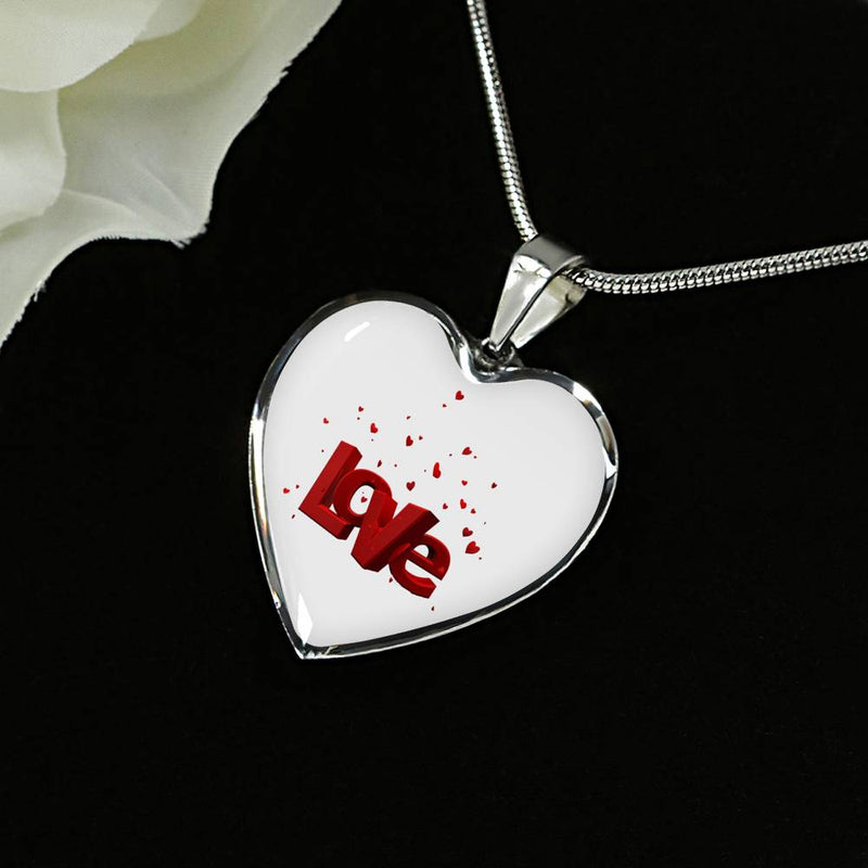 Romantic Anniversary Gifts - Love In Red Heart Pendant Necklace - Fashion Jewelry for Women Ladies Girls - Romantic Present for Lover