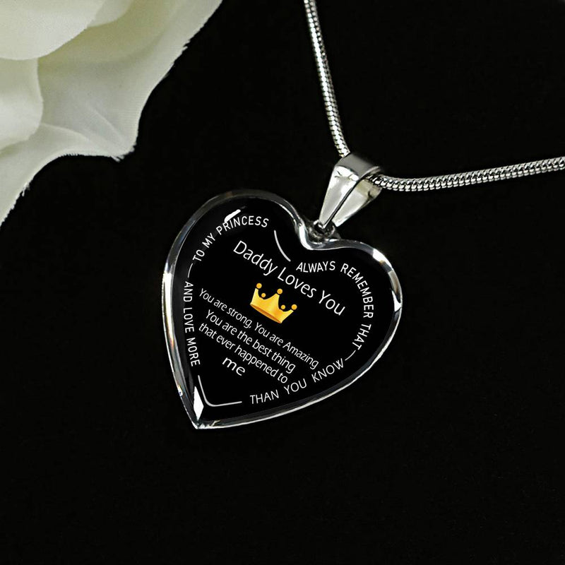 Daughter Birthday Gifts To My Princess Daddy Loves You Daughter Necklace Silver Gold  - Fashion Jewelry for Women - Anniversary Present for Little Girls, Wife, Aunt, Nana, Mum