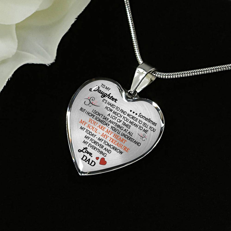 Daughter Birthday Gifts From Dad - You Are My Heart My Soul My Treasure Pendant Necklace For Little Girl Birthday Gag Gifts