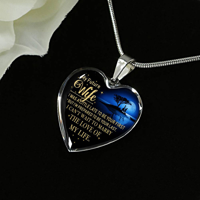 My Future Wife Heart Pendant Necklace Chain - Husband To My Wife Quotes Jewelry, The Love Of The Life Anniversary Gifts For Her On Birthday Christmas Valentine's Day