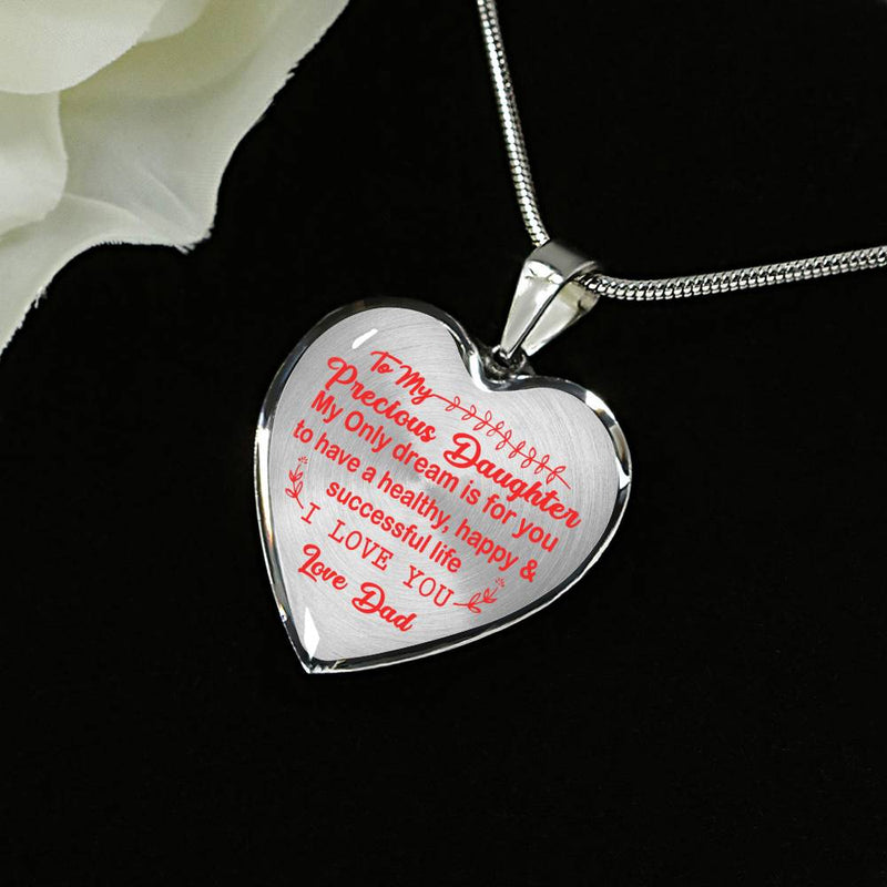 To My Precious Daughter Heart Pendant From Dad Godfather - Happy Christmas Gifts For Little Girl - Birthday Gag Present For Child Kid
