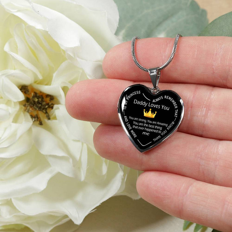 Daughter Birthday Gifts To My Princess Daddy Loves You Daughter Necklace Silver Gold  - Fashion Jewelry for Women - Anniversary Present for Little Girls, Wife, Aunt, Nana, Mum