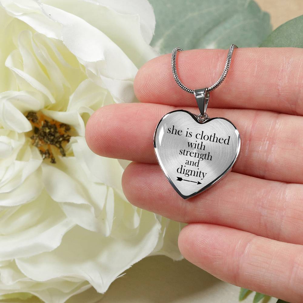 Strength And Dignity Pendant Necklace Silver Plated - Happy Birthday Gifts for Women - Fun Presents for Mothers Sisters Girlfriends Grandma