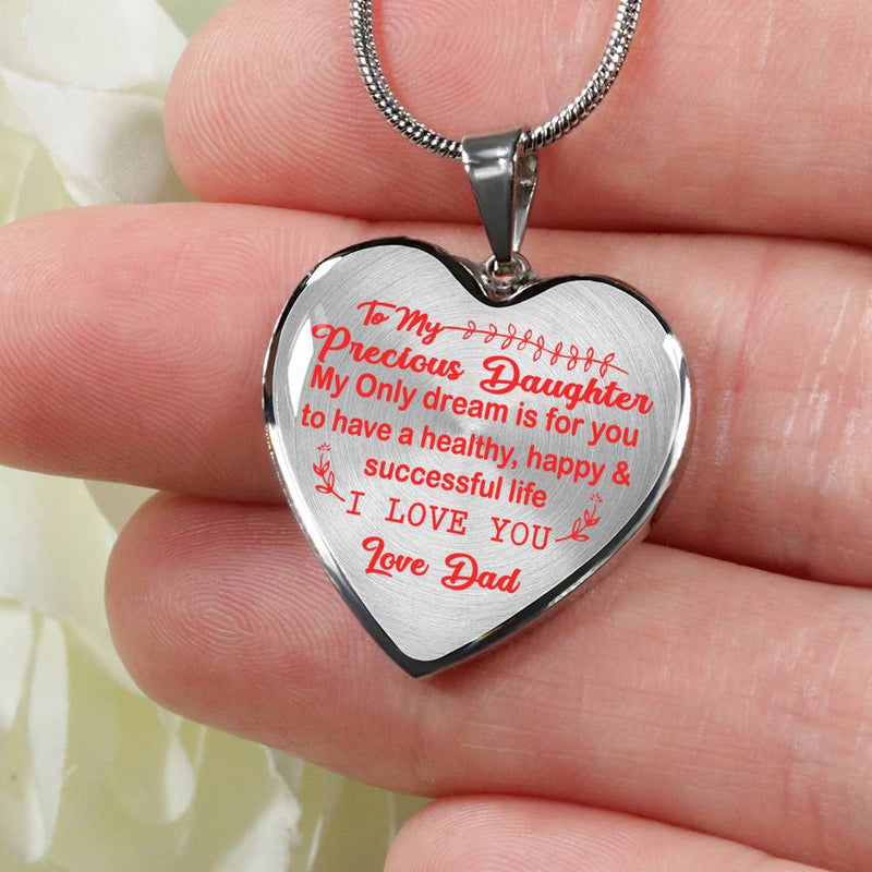 To My Precious Daughter Heart Pendant From Dad Godfather - Happy Christmas Gifts For Little Girl - Birthday Gag Present For Child Kid