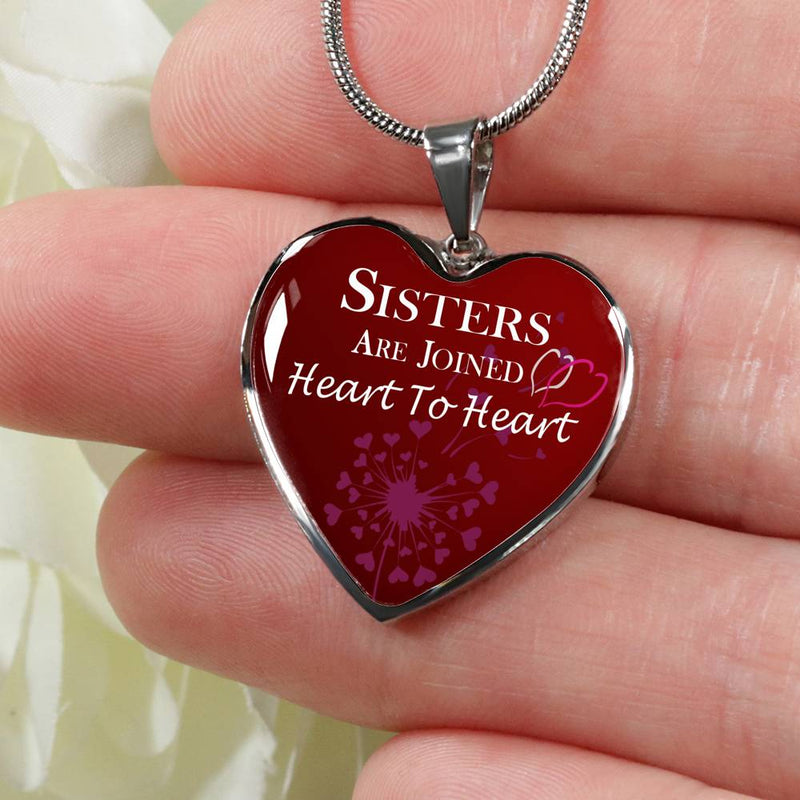 Heart To Heart Sister Pendant Necklace - Happy Birthday Gag Gifts for Sister Mom Girlfriend - Fun Presents for Women
