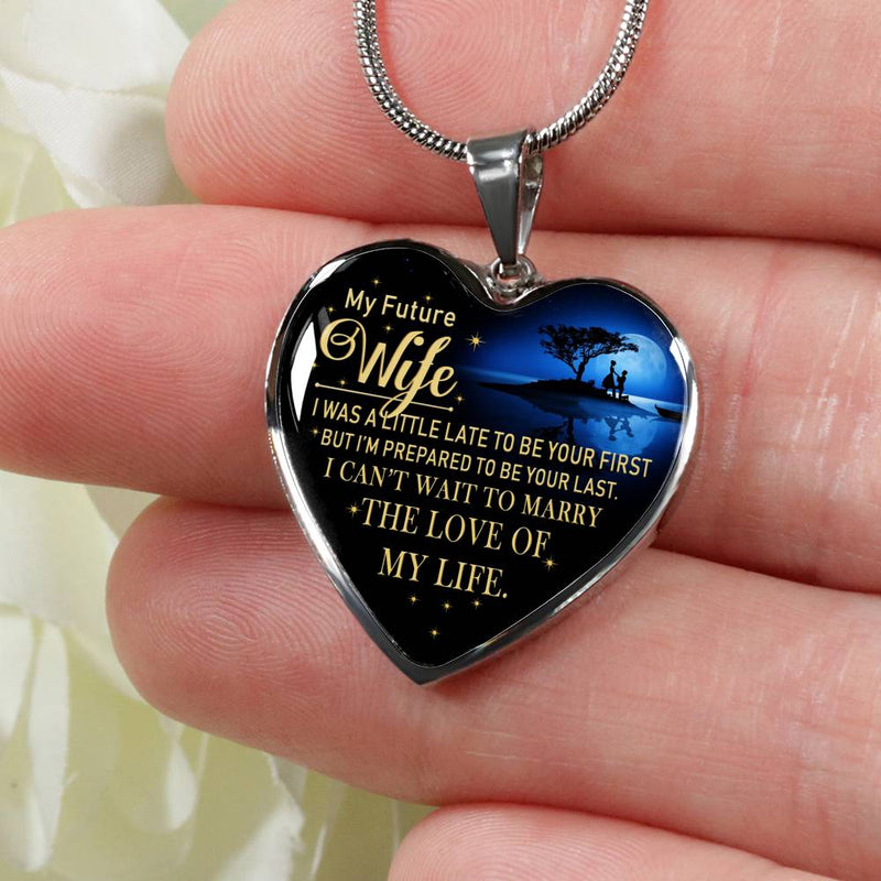My Future Wife Heart Pendant Necklace Chain - Husband To My Wife Quotes Jewelry, The Love Of The Life Anniversary Gifts For Her On Birthday Christmas Valentine's Day