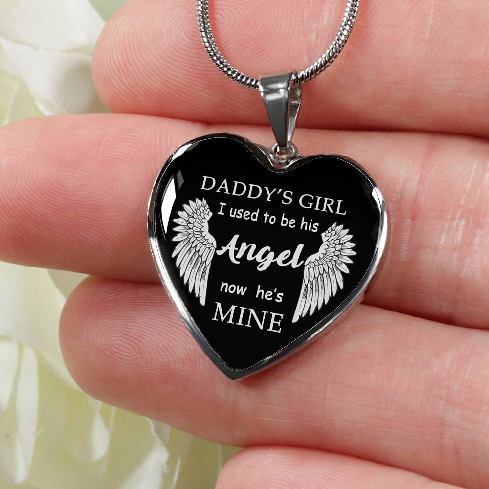 Happy Birthday Gifts For Dad - Daddy's Girl Angel Quote Heart Pendant Necklace Silver Gold