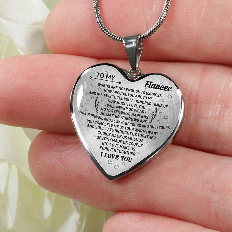 I Love You Heart Pendant Necklace Customized - Husband And  Fiancee Quotes Jewelry - Birthday Chistmas Gifs For Wifes Fiancee Girl