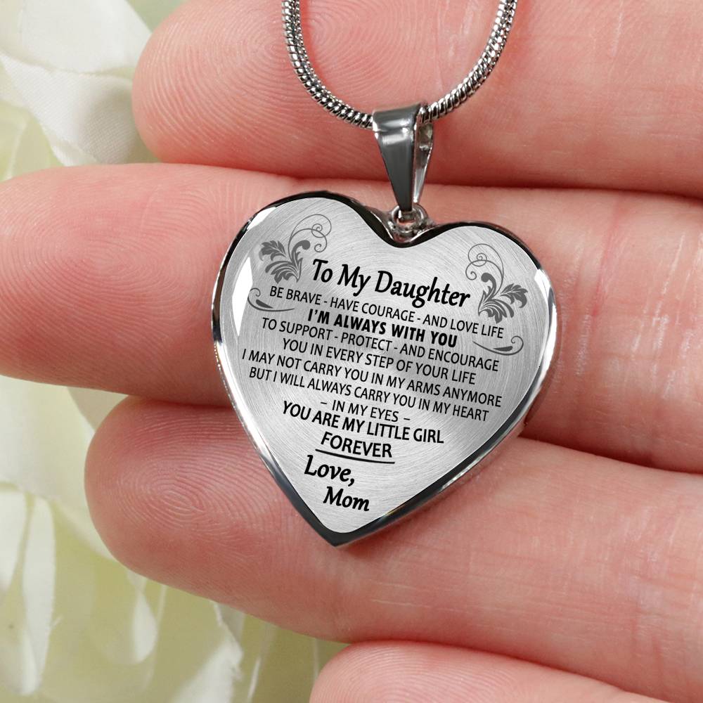 Daughter Birthday Gifts From Mom - You Are Little Girl Quotes Heart Pendant Necklace - Mother And Daughter Christmas Presents