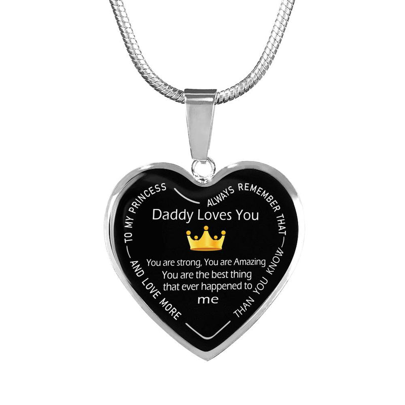 Daughter Birthday Gifts To My Princess Daddy Loves You Daughter Necklace Silver Gold  - Fashion Jewelry for Women - Anniversary Present for Little Girls, Wife, Aunt, Nana, Mum
