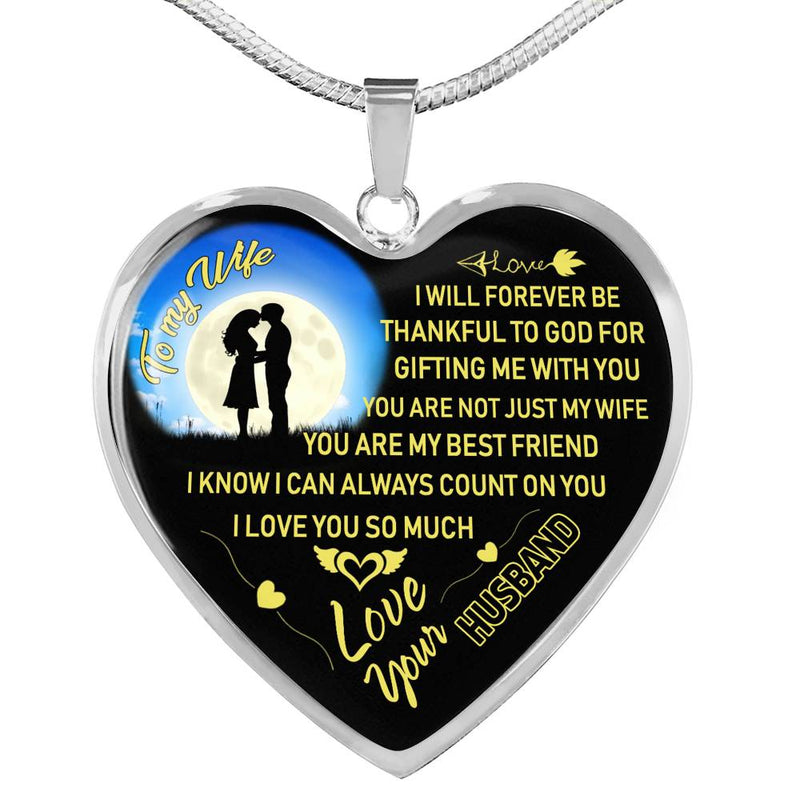 Husband To My Wife Pendant Necklace Gifts - I Love You So Much Quotes Necklaces