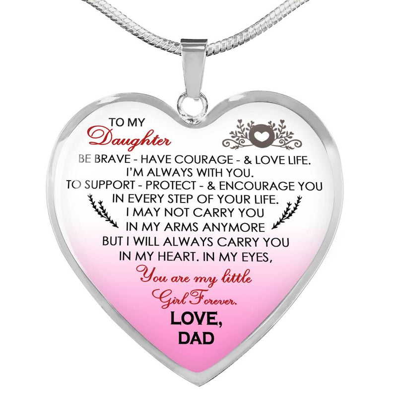 Father Daughter Pendant Necklace Custom - You Are My Little Girl Forever Necklaces Chain From Dad - Birthday Xmas Gifs For Child
