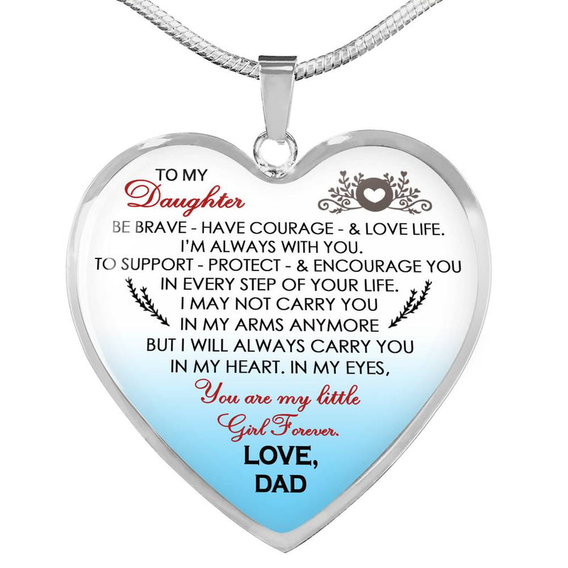 To My Daughter Love Dad Heart Pendant Necklace - Father And Daughter Necklaces