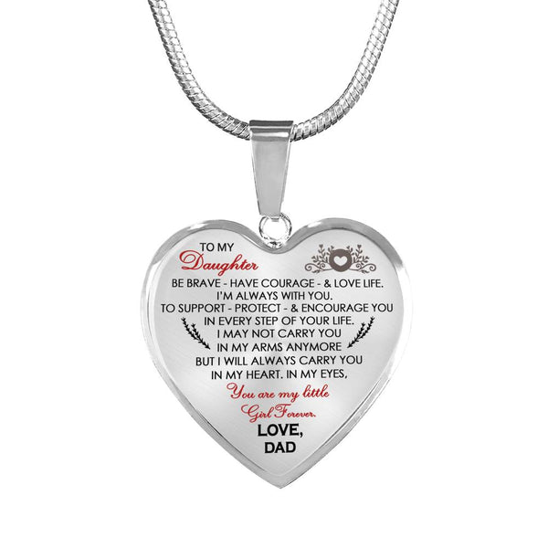 CHISIDE Daughter Heart Pendant You Are My Little Girl Forever Necklalce From Dad - Father And Daughter Necklaces - Christmas Birthday Gifts for Little Girl, Child