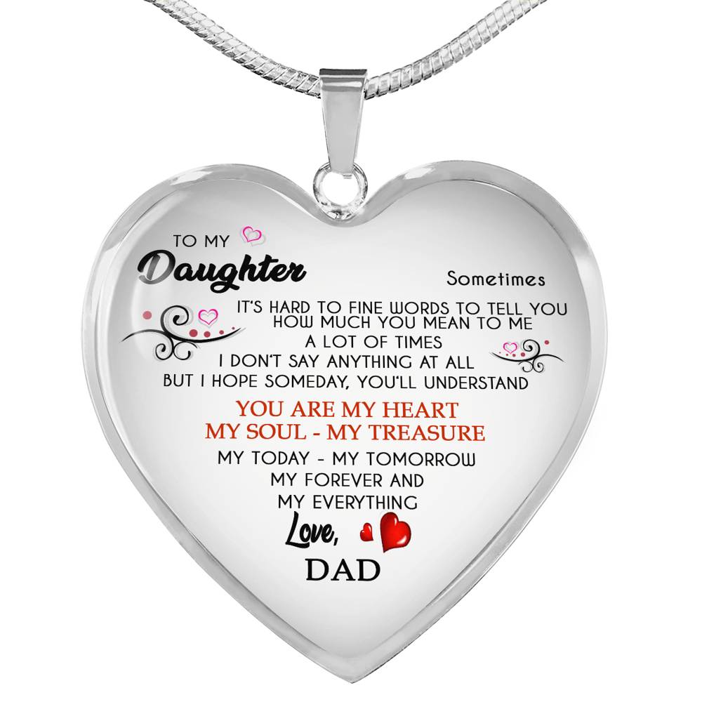 Daughter Necklace Pendant You Are My Heart Necklaces From Dad Father - Perfect Christmas Birthday Gifts For Teen Girl, Little Girl