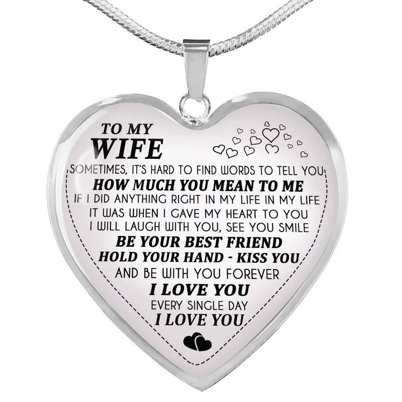 To My Wife Love Your Husband And Wife Necklace Heart Pendant Silver Gold Plated