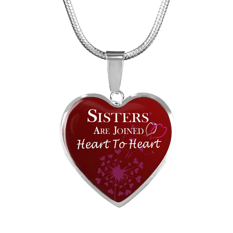 Heart To Heart Sister Pendant Necklace - Happy Birthday Gag Gifts for Sister Mom Girlfriend - Fun Presents for Women
