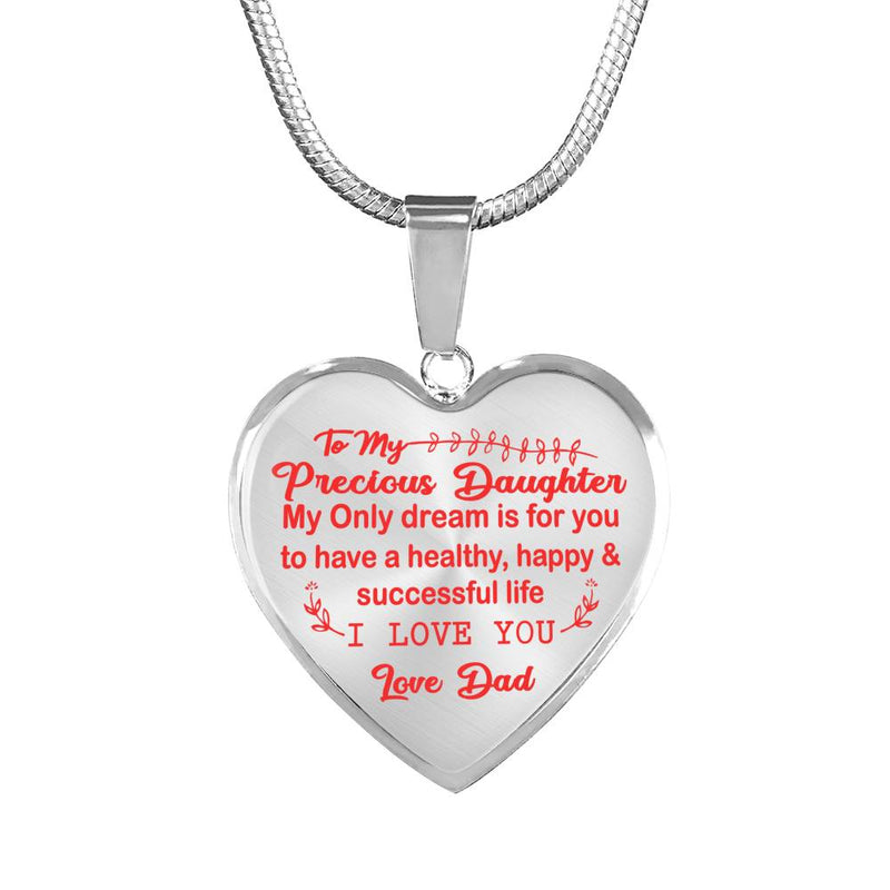 To My Precious Daughter Heart Pendant From Dad Godfather - Happy Christmas Gifts For Little Girl - Birthday Gag Present For Child Kid