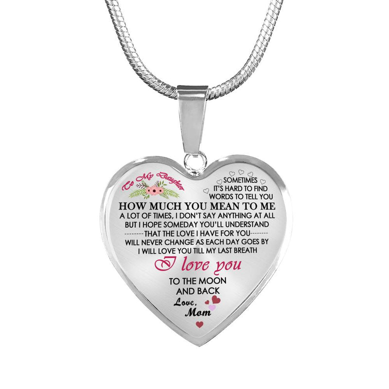 CHISIDE Mom To My Daughter Pendant Necklace Chain - I Love You To The Moon And Back Jewelry Mother And Child Necklaces - Anniversary Birthday Gifts For Little Girl, Kids
