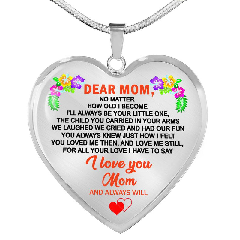 I Love You Mom Pendant Necklace Stainless Steel I Will Always Be Your Little Boy