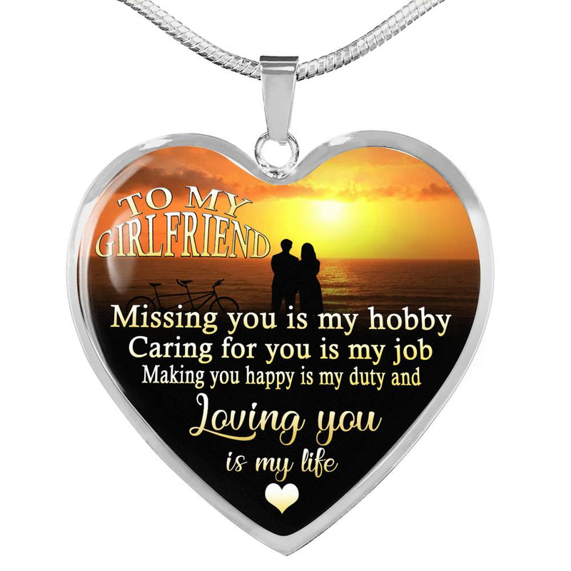 To My Girlfriend Pendant Necklace Custom - Missing You My Hobby Valentine Gifts