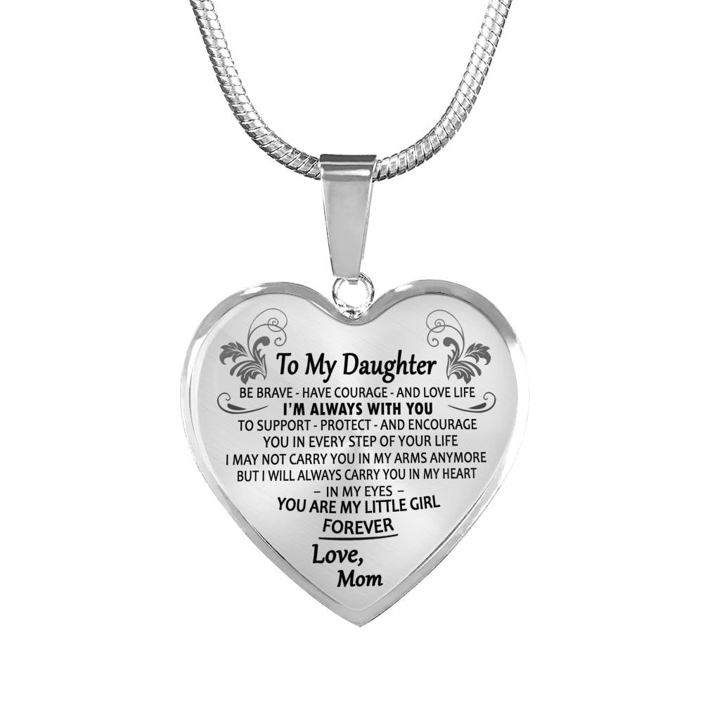 Daughter Birthday Gifts From Mom - You Are Little Girl Quotes Heart Pendant Necklace - Mother And Daughter Christmas Presents