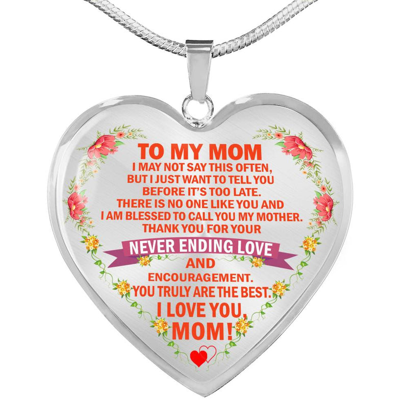 Mom Pendant Necklace Never Ending Love Necklace Custom Anniversary Birthday Gifts For Mothers Mama Mommy