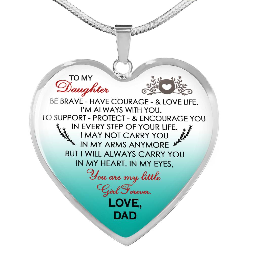 Father To My Daughter Heart Pendant I Will Always Carry You In My Heart Eyes Necklace Gifts For Little Girl