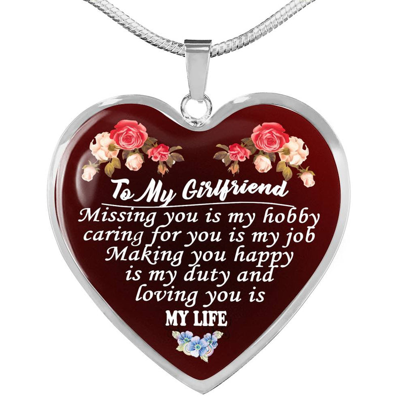 Girlfriend Pendant Necklace Custom - Loving You My Life Quotes Necklaces Custom