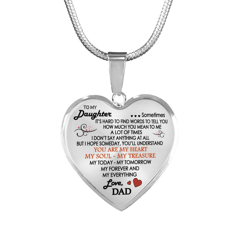 Daughter Birthday Gifts From Dad - You Are My Heart My Soul My Treasure Pendant Necklace For Little Girl Birthday Gag Gifts