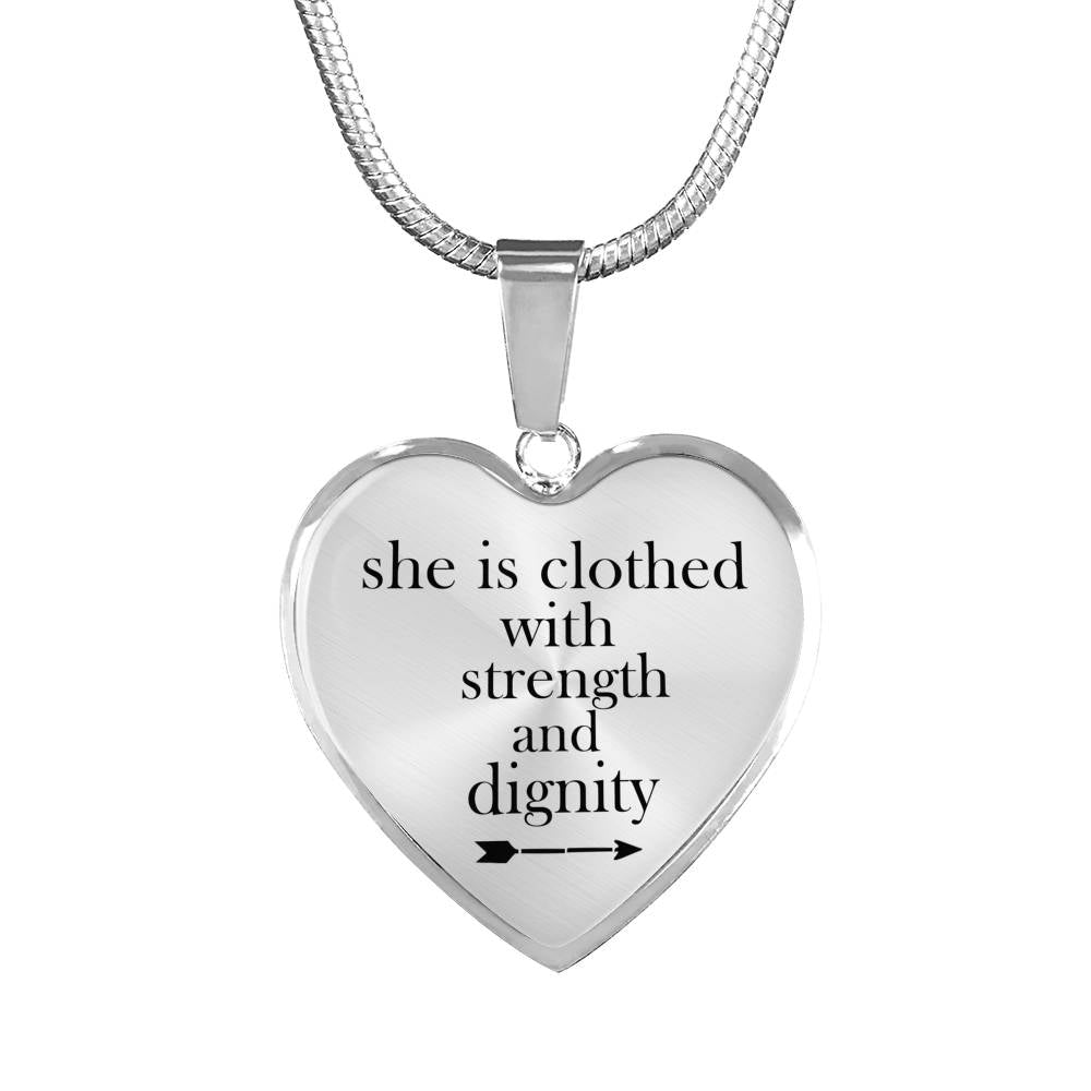 Strength And Dignity Pendant Necklace Silver Plated - Happy Birthday Gifts for Women - Fun Presents for Mothers Sisters Girlfriends Grandma