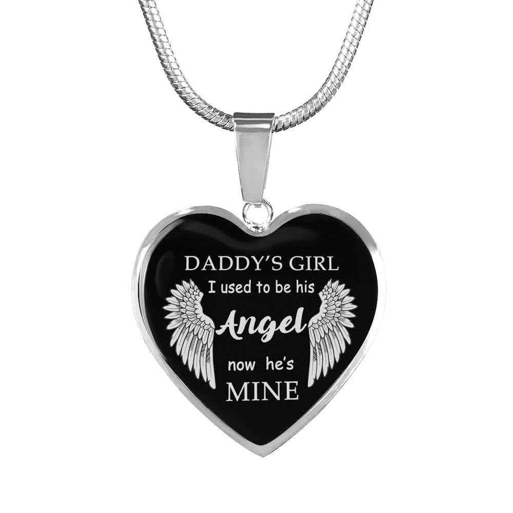 Happy Birthday Gifts For Dad - Daddy's Girl Angel Quote Heart Pendant Necklace Silver Gold