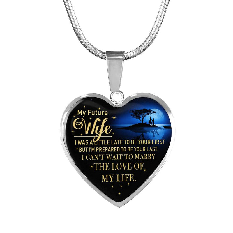 My Future Wife Heart Pendant Necklace Chain - Husband To My Wife Quotes Jewelry, The Love Of The Life Anniversary Gifts For Her On Birthday Christmas Valentine's Day