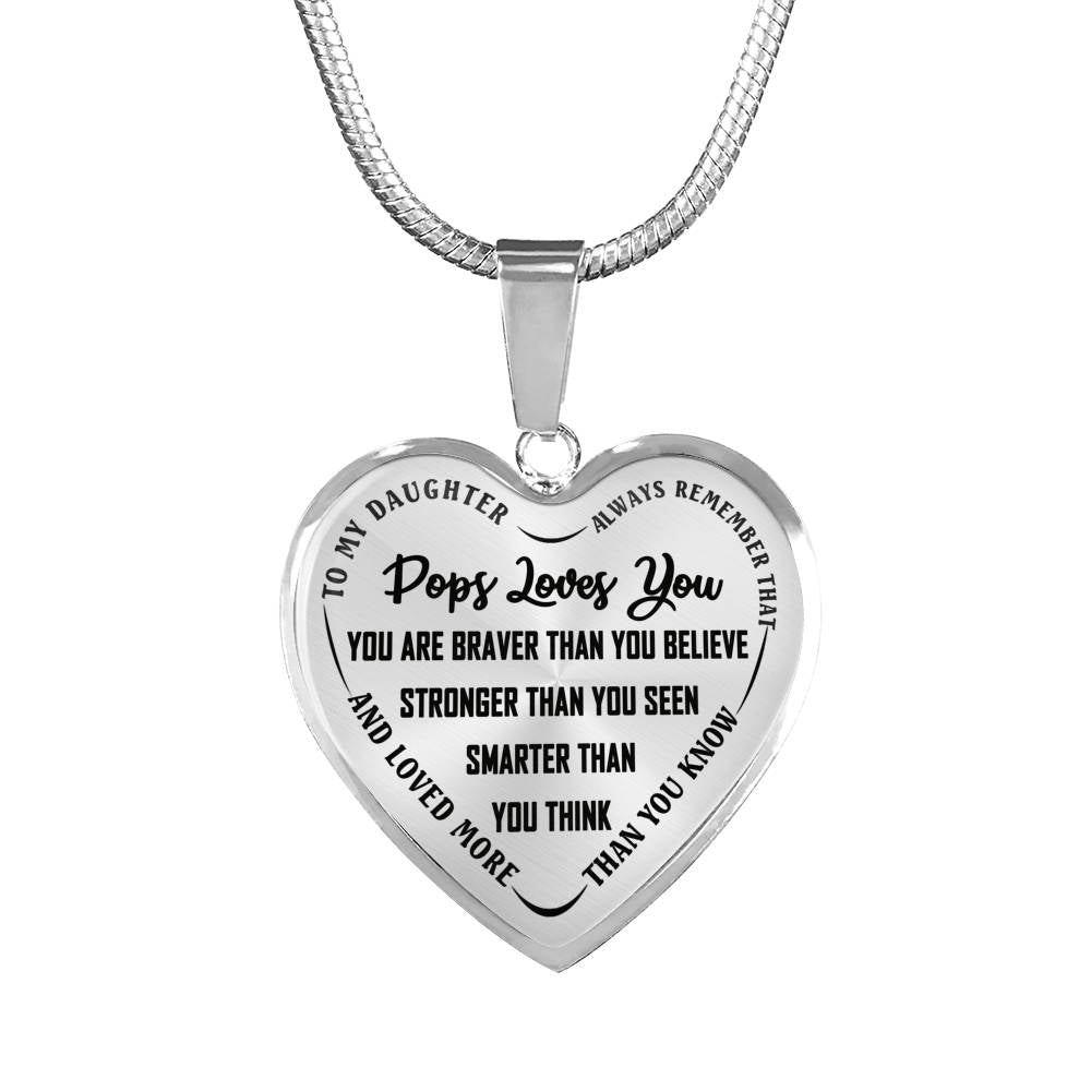 Pops Loves You Pendant Necklace Silver/Gold Plated - You Are Stronger Than You Seem Jewelry Love Birthday Gifts For Daughter Little Girl