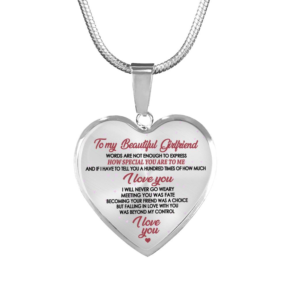 To My Beautiful Girlfriend Heart Pendant Necklace - Boyfriend I Love You Girlfriend Necklaces - Birthday Gag Gifts For Your Girl