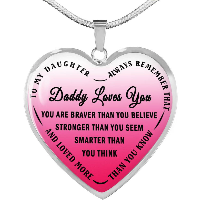 Daddy Loves You Pendant Necklace Silver/Gold - Father And Daughter Necklace Gift