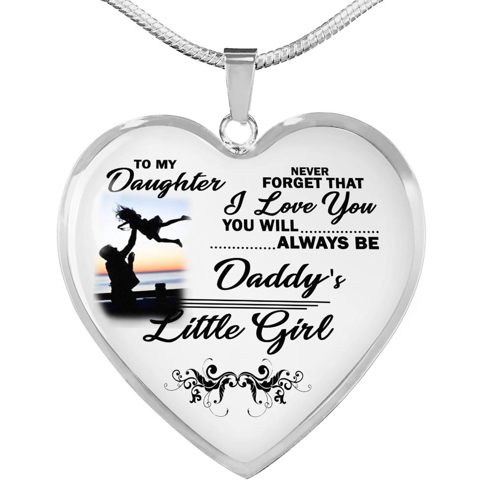 Father Daughter Heart Pendant Custom You Will Always Be Daddy's Little Girl Necklace Chain Christmas Birthday Gift