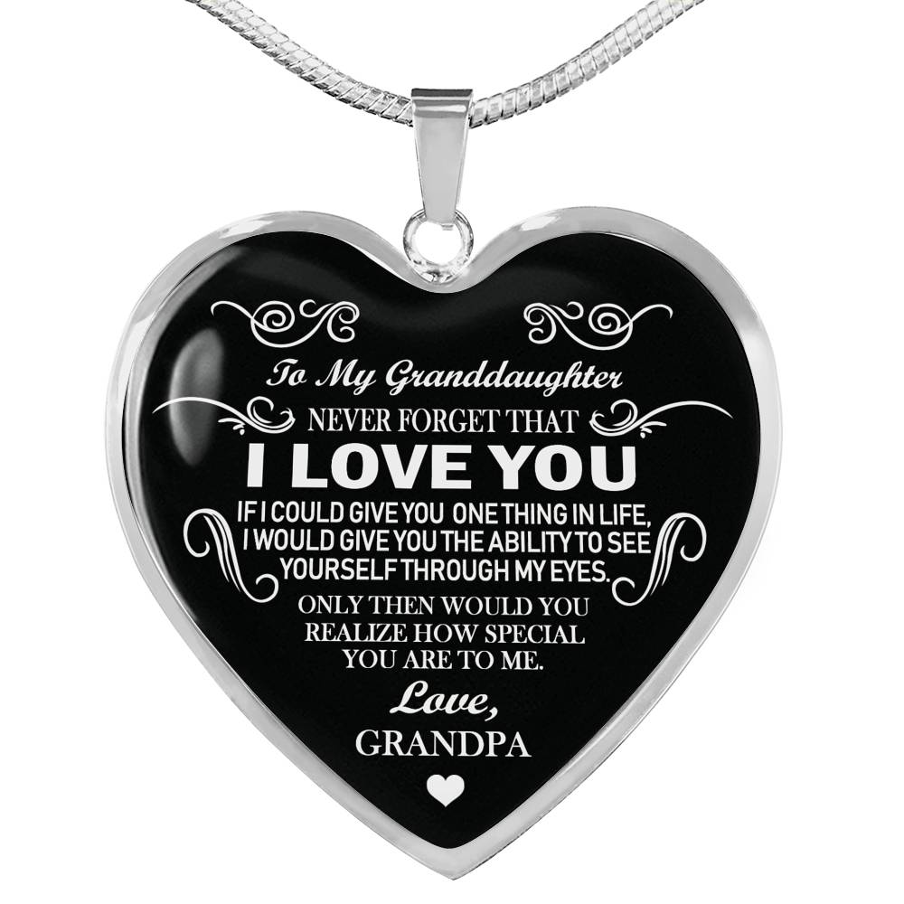 To My Granddaughter Pendant Necklaces Stainless Steel From Grandpa Grandma