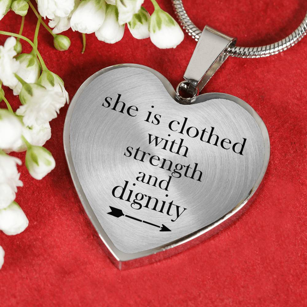 Strength And Dignity Pendant Necklace Silver Plated - Happy Birthday Gifts for Women - Fun Presents for Mothers Sisters Girlfriends Grandma