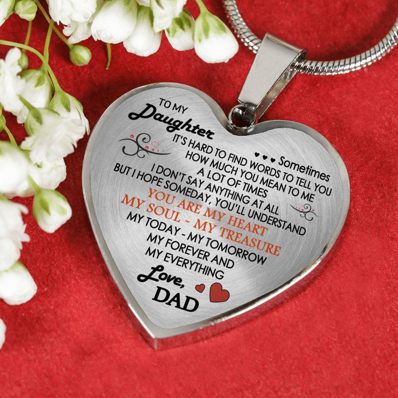 Daughter Birthday Gifts From Dad - You Are My Heart My Soul My Treasure Pendant Necklace For Little Girl Birthday Gag Gifts