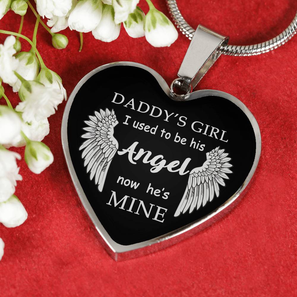 Happy Birthday Gifts For Dad - Daddy's Girl Angel Quote Heart Pendant Necklace Silver Gold