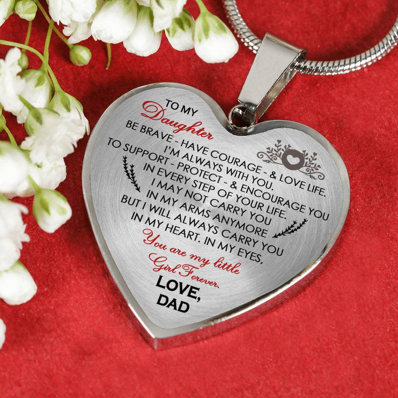 CHISIDE Daughter Heart Pendant You Are My Little Girl Forever Necklalce From Dad - Father And Daughter Necklaces - Christmas Birthday Gifts for Little Girl, Child