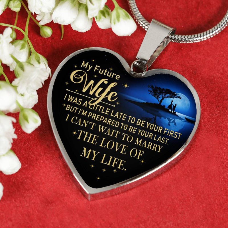 My Future Wife Heart Pendant Necklace Chain - Husband To My Wife Quotes Jewelry, The Love Of The Life Anniversary Gifts For Her On Birthday Christmas Valentine's Day
