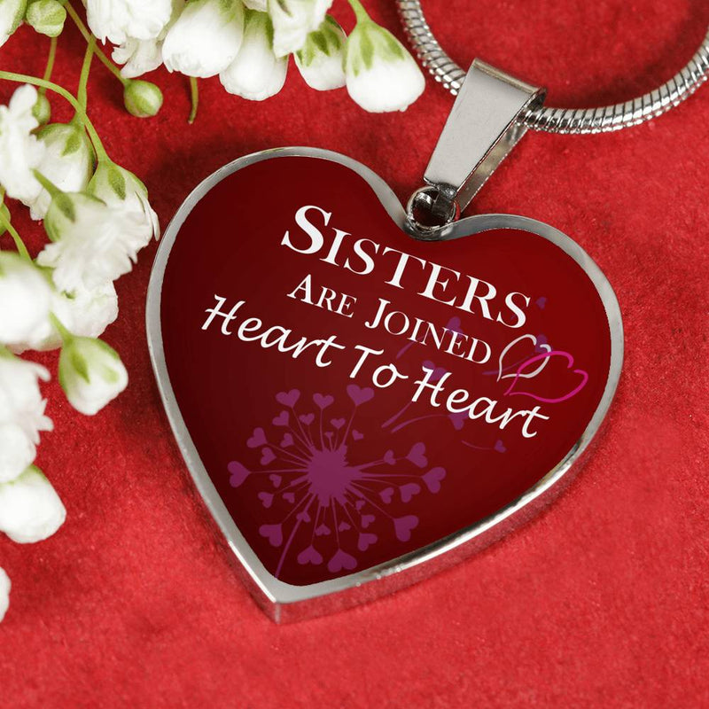 Heart To Heart Sister Pendant Necklace - Happy Birthday Gag Gifts for Sister Mom Girlfriend - Fun Presents for Women